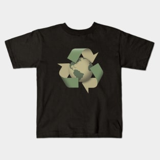 Recycle Symbol with Earth. Kids T-Shirt